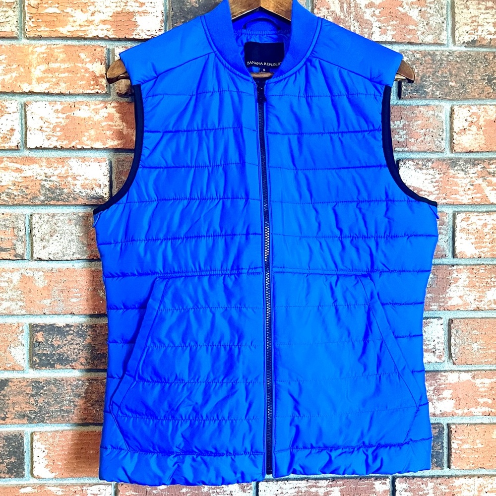 Banana Republic New Puffer Vest Modular System Volt Blue Water Resistant Size S